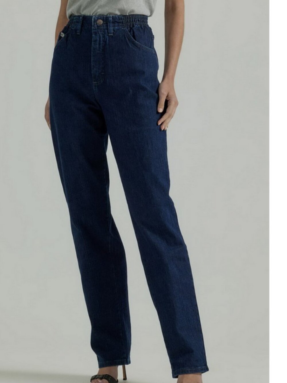 Lee Jeans Womens 18 Long Relaxed Side Elastic Tapered Leg Stretchy Comfort NEW
